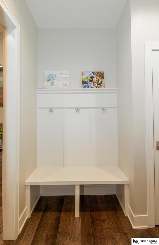 7316 Gerald Ave, Lincoln, NE 68516 - mudroom featuring dark wood-style flooring and baseboards