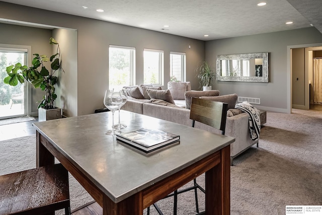 1611 S 208th St, Omaha, NE 68022 - carpeted dining space with recessed lighting, baseboards, and a textured ceiling