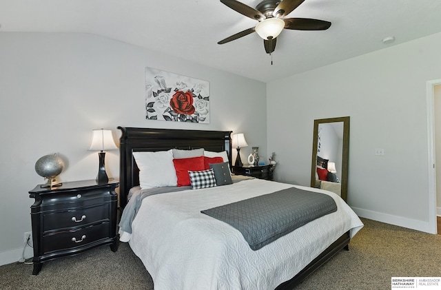 5135 N 159th Cir, Omaha, NE 68116 - bedroom with carpet floors, baseboards, a ceiling fan, and vaulted ceiling