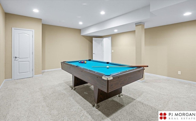 6713 N 148th St, Omaha, NE 68116 - rec room featuring carpet flooring, pool table, and recessed lighting