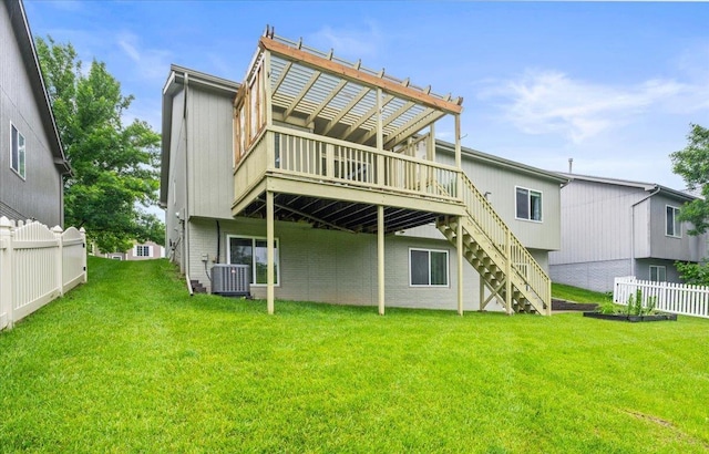 6713 N 148th St, Omaha, NE 68116 - rear view of house with a wooden deck and stairway
