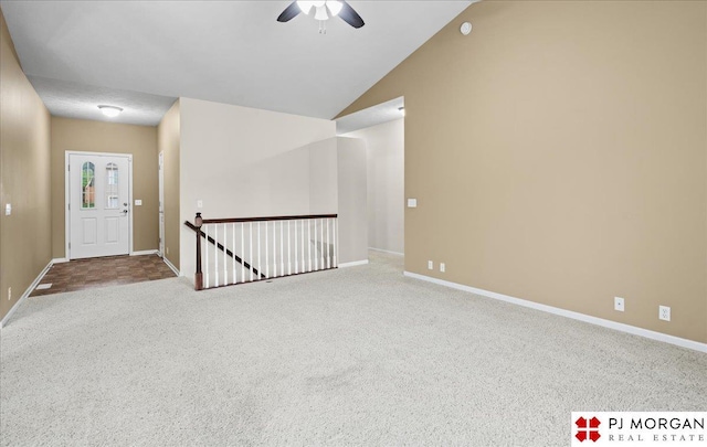 6713 N 148th St, Omaha, NE 68116 - empty room featuring carpet flooring, ceiling fan, and lofted ceiling