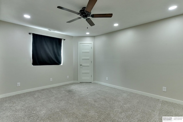 18337 Polk St, Omaha, NE 68135 - spare room with a ceiling fan, recessed lighting, light colored carpet, and baseboards