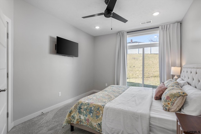 636 N 46th St, Omaha, NE 68132 - carpeted bedroom with baseboards, recessed lighting, and ceiling fan