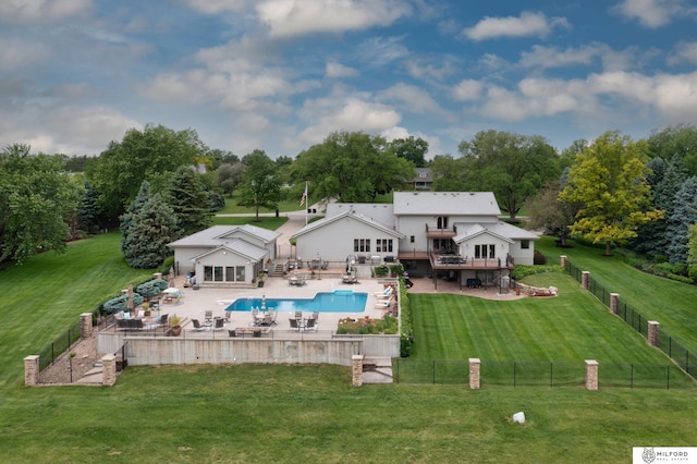 4725 S 184th Plz, Omaha, NE 68135 - back of property with a wooden deck, a patio, and view of scattered trees