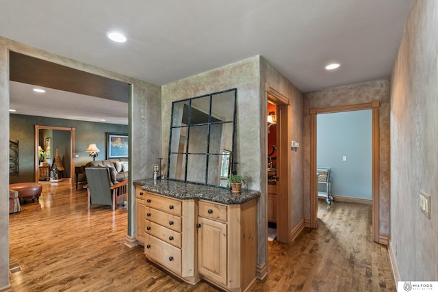 4725 S 184th Plz, Omaha, NE 68135 - bar featuring wood finished floors, baseboards, and recessed lighting