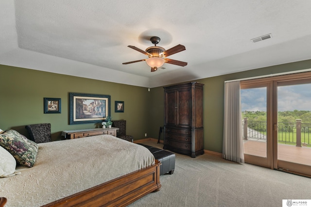 4725 S 184th Plz, Omaha, NE 68135 - bedroom featuring access to exterior, light colored carpet, baseboards, and ceiling fan