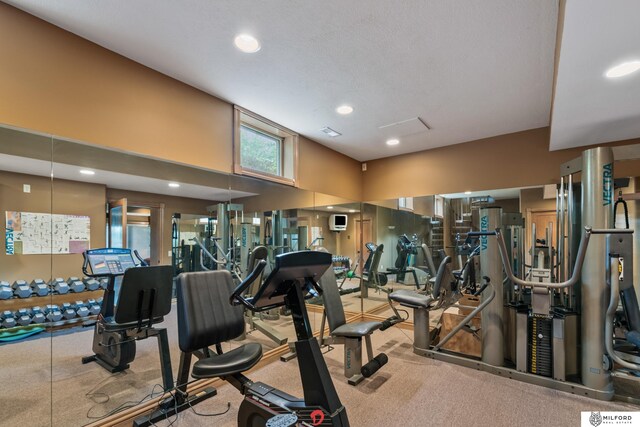 4725 S 184th Plz, Omaha, NE 68135 - gym with recessed lighting and carpet floors