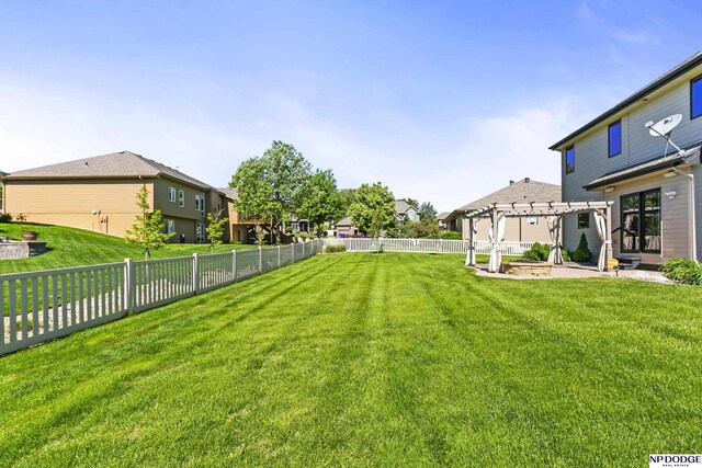 19677 Lamont St, Omaha, NE 68130 - view of yard with a pergola, a patio area, and a residential view