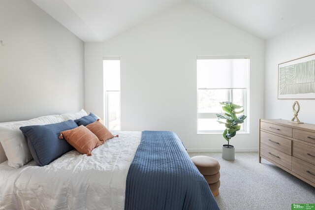 5301 Elmwood Plz, Omaha, NE 68106 - carpeted bedroom featuring multiple windows, lofted ceiling, and baseboards
