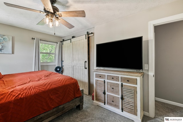 2000 Murray Rd, Plattsmouth, NE 68048 - bedroom with carpet flooring, baseboards, a ceiling fan, and a textured ceiling
