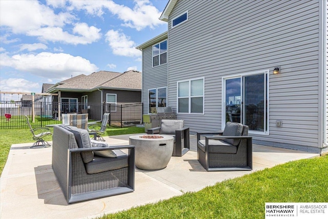 20904 Camden Ave, Omaha, NE 68022 - view of patio featuring an outdoor fire pit and grilling area