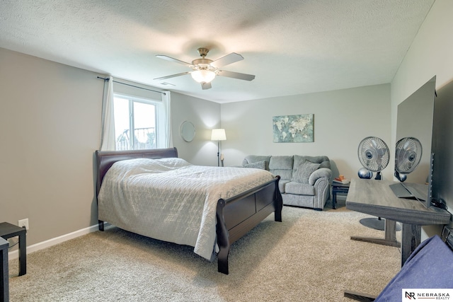 2206 Alexandra Rd, Papillion, NE 68133 - carpeted bedroom featuring a ceiling fan, baseboards, and a textured ceiling