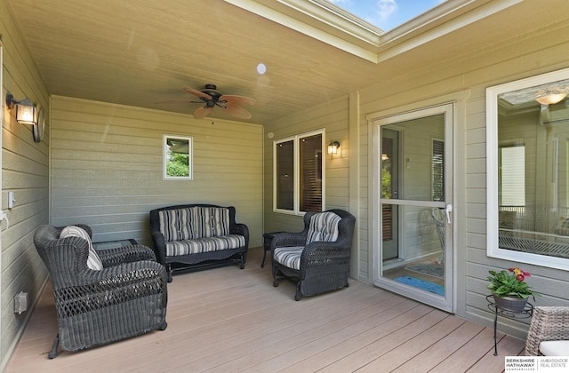 17616 Englewood St, Omaha, NE 68135 - deck featuring ceiling fan and outdoor lounge area