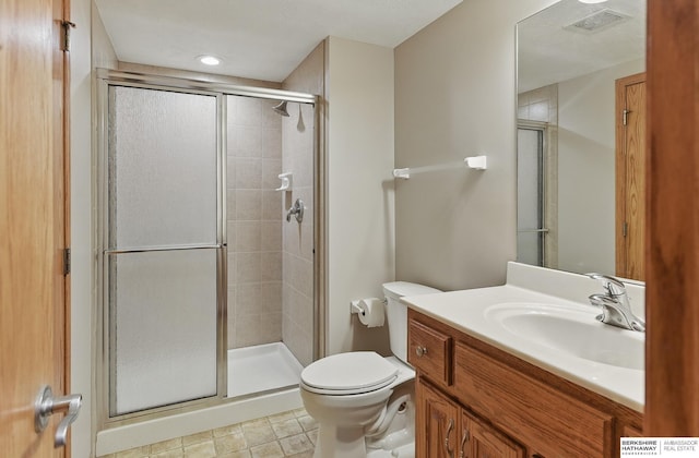 17616 Englewood St, Omaha, NE 68135 - full bathroom with toilet, vanity, a shower stall, and recessed lighting