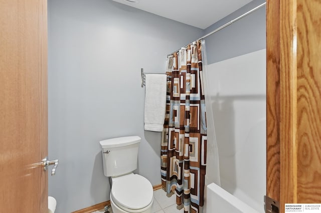 17616 Englewood St, Omaha, NE 68135 - full bath with toilet, tile patterned floors, baseboards, and shower / bathtub combination with curtain