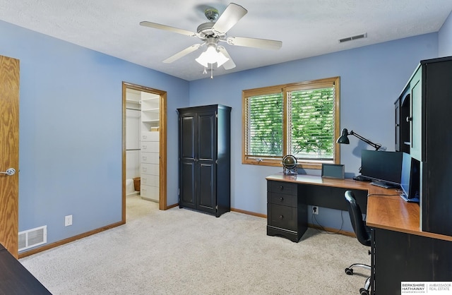 17616 Englewood St, Omaha, NE 68135 - home office featuring ceiling fan, light carpet, and baseboards