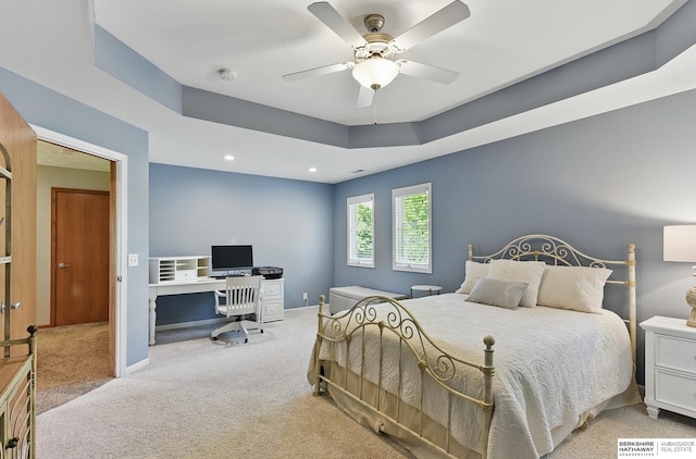 17616 Englewood St, Omaha, NE 68135 - bedroom featuring carpet flooring, a desk, ceiling fan, baseboards, and recessed lighting