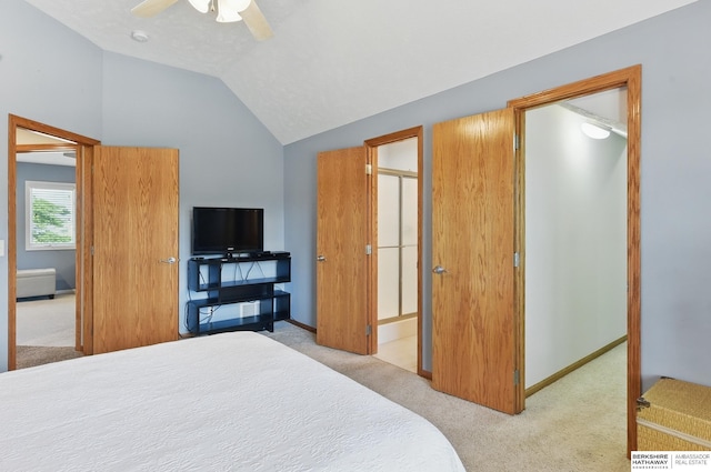 17616 Englewood St, Omaha, NE 68135 - carpeted bedroom with lofted ceiling, ceiling fan, and baseboards