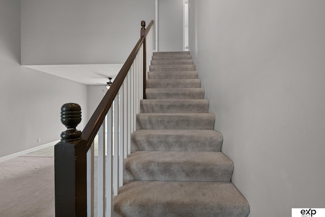 3003 Sheridan Rd, Bellevue, NE 68123 - stairs with carpet flooring, ceiling fan, and baseboards