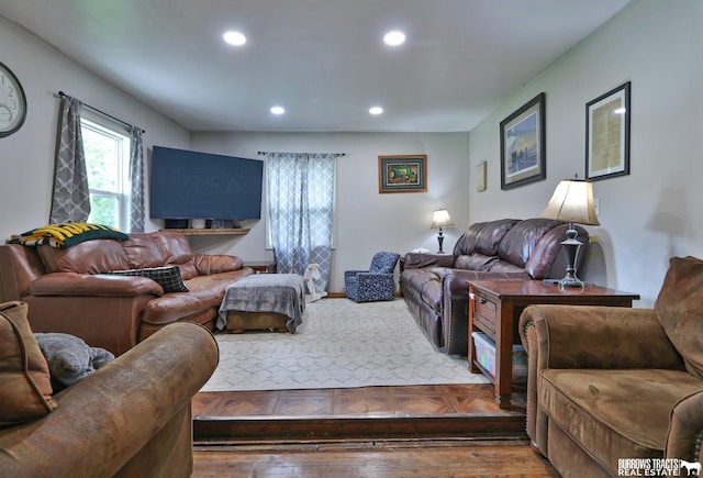 429 N 4th St, Tecumseh, NE 68450 - living room featuring recessed lighting and hardwood / wood-style floors