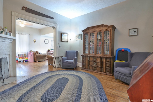 429 N 4th St, Tecumseh, NE 68450 - living area featuring wood finished floors and a fireplace