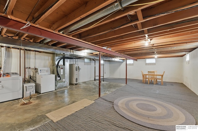 6641 S 85th St, Ralston, NE 68127 - below grade area with electric water heater, washer and clothes dryer, and heating unit