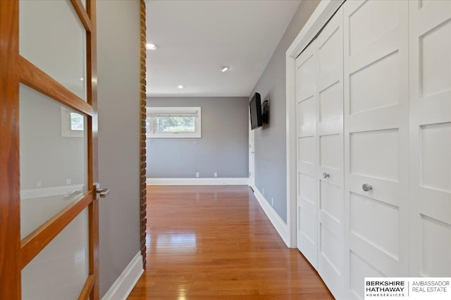 1312 S 78th St, Omaha, NE 68124 - hall with baseboards, light wood-style floors, and recessed lighting