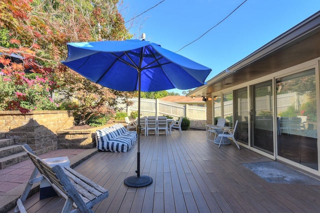1312 S 78th St, Omaha, NE 68124 - deck featuring outdoor dining area and a fenced backyard