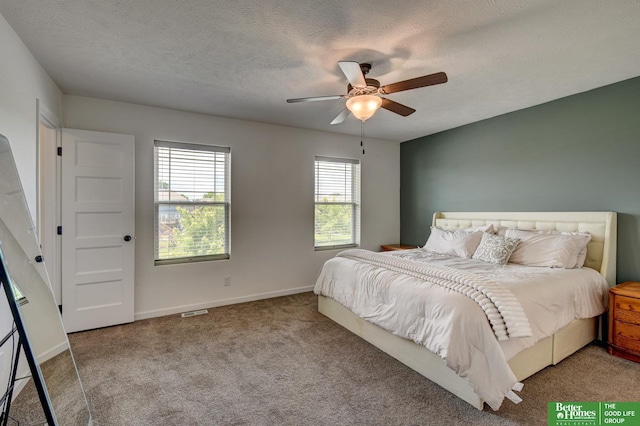 10505 Rosewater Pkwy, Bennington, NE 68007 - carpeted bedroom featuring a textured ceiling, ceiling fan, and baseboards