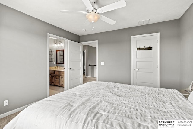 1220 S 200th Ave, Omaha, NE 68130 - bedroom with baseboards, ensuite bathroom, carpet, and a ceiling fan
