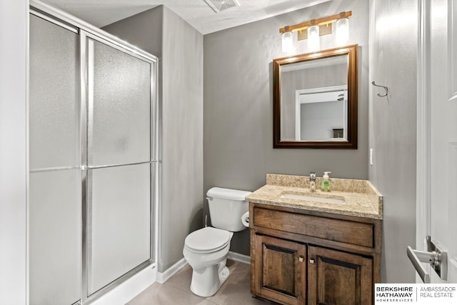 1220 S 200th Ave, Omaha, NE 68130 - bathroom with vanity, a stall shower, toilet, and tile patterned flooring