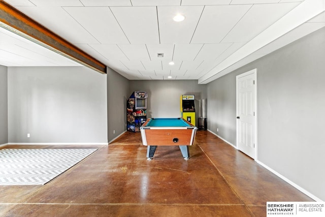 1220 S 200th Ave, Omaha, NE 68130 - playroom with finished concrete floors, billiards, baseboards, and recessed lighting