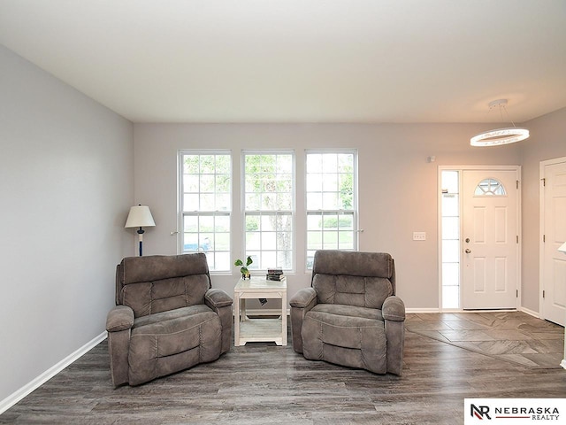 7941 N 152nd St, Bennington, NE 68007 - living room featuring baseboards and wood finished floors