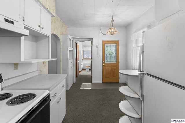1373 S St, Blair, NE 68008 - kitchen with freestanding refrigerator, electric range oven, light countertops, and white cabinets