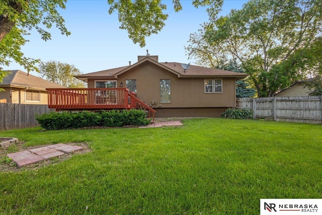 15161 R St, Omaha, NE 68137 - rear view of property with a deck