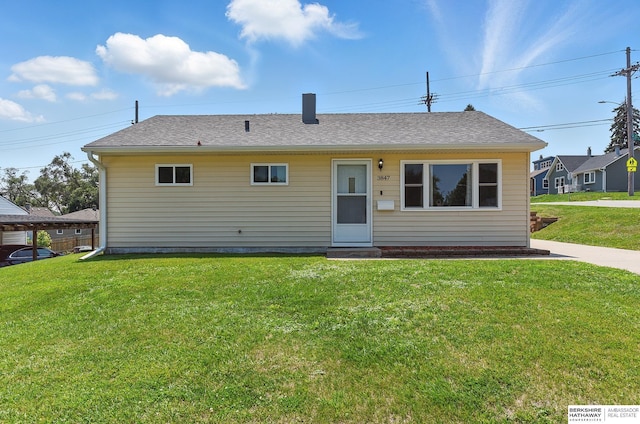 3847 Valley St, Omaha, NE 68105 - view of front of home featuring a front lawn and a shingled roof