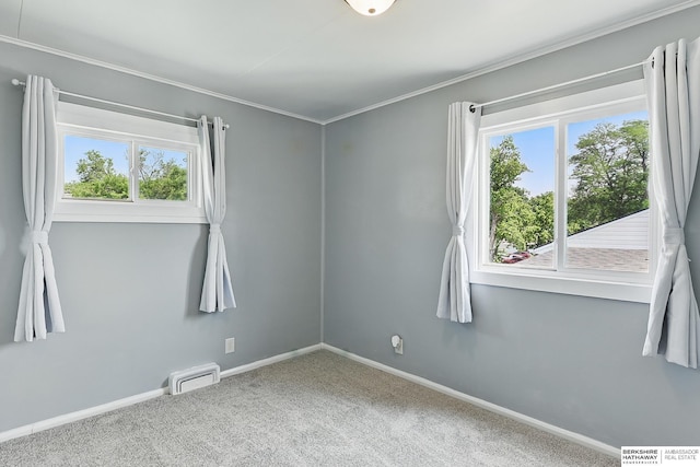 3847 Valley St, Omaha, NE 68105 - spare room featuring healthy amount of natural light, carpet flooring, and crown molding