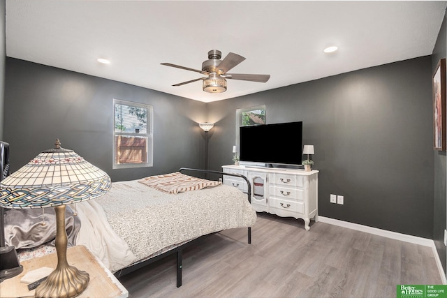 601 5th Ave, Plattsmouth, NE 68048 - bedroom featuring wood finished floors, baseboards, ceiling fan, and recessed lighting