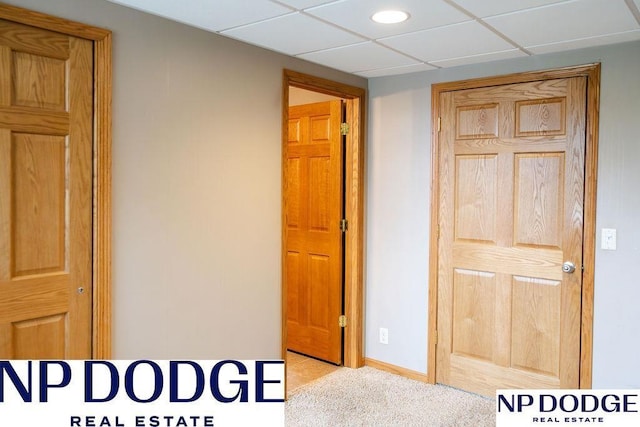 611 Diamond Ln, Papillion, NE 68133 - bedroom with baseboards, carpet flooring, recessed lighting, and a drop ceiling