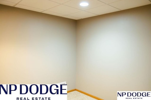 611 Diamond Ln, Papillion, NE 68133 - unfurnished room with recessed lighting, baseboards, carpet, and a drop ceiling