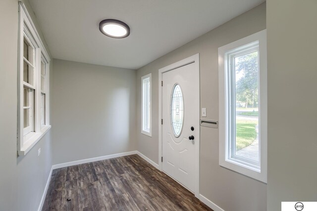 1801 Elk St, Beatrice, NE 68310 - foyer featuring plenty of natural light, dark wood-style flooring, and baseboards