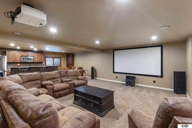 8815 N Hws Cleveland Blvd, Bennington, NE 68007 - home theater room with recessed lighting, light carpet, and baseboards