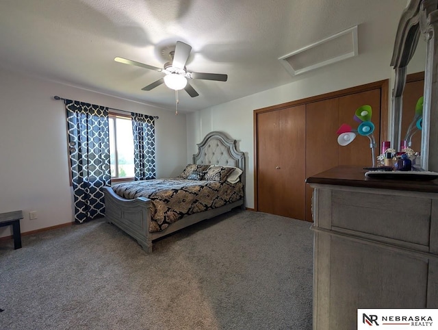 2496 Rock Creek Rd, Bee, NE 68314 - bedroom with attic access, carpet flooring, a ceiling fan, and baseboards