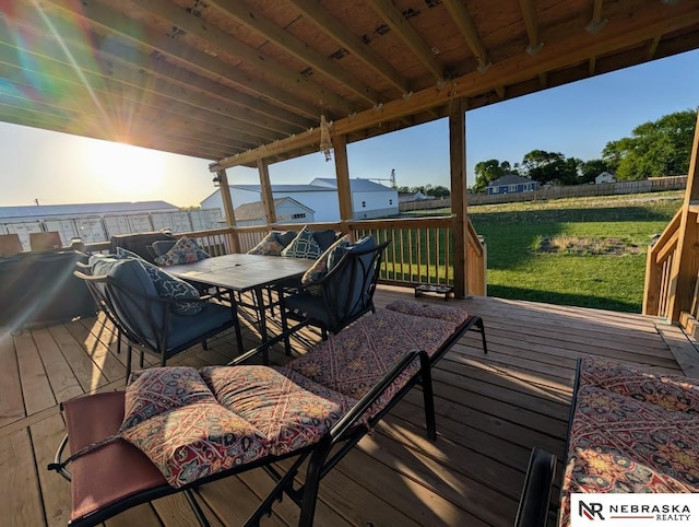 2496 Rock Creek Rd, Bee, NE 68314 - deck with outdoor dining space and a yard