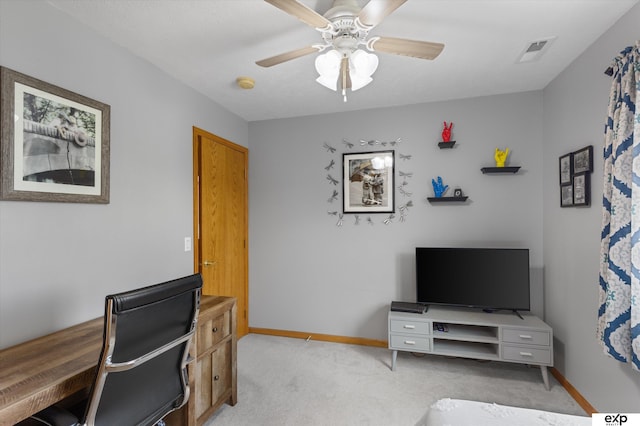 17205 Jessica Ln, Gretna, NE 68028 - office with light carpet and a ceiling fan