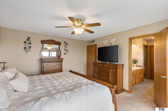 17205 Jessica Ln, Gretna, NE 68028 - bedroom with light carpet and a ceiling fan