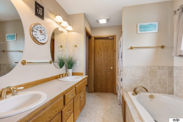 17205 Jessica Ln, Gretna, NE 68028 - full bath with a garden tub, double vanity, and tile patterned floors