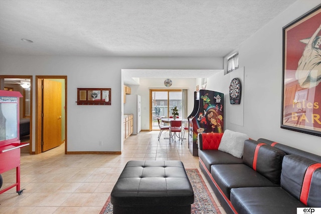 17205 Jessica Ln, Gretna, NE 68028 - living area with light tile patterned flooring and a textured ceiling