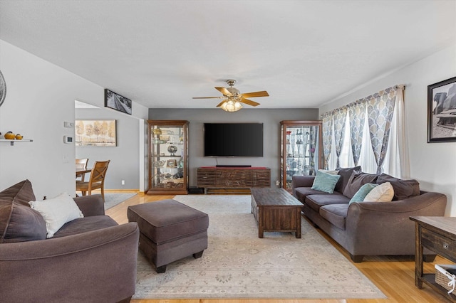 17205 Jessica Ln, Gretna, NE 68028 - living area with light wood-type flooring and a ceiling fan